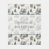 Winter Cottage Snowfall Words Fleecedecke (Vorderseite)