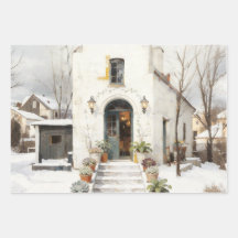 Winter Cottage Sukkulenten-Geschenkpapier