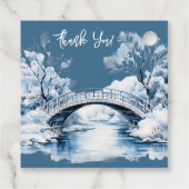 Winter Country Water Stream Bridge Hochzeit Geschenkanhänger (Rückseite)