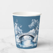 Winter Country Water Stream Bridge Hochzeit Pappbecher (Rückseite)