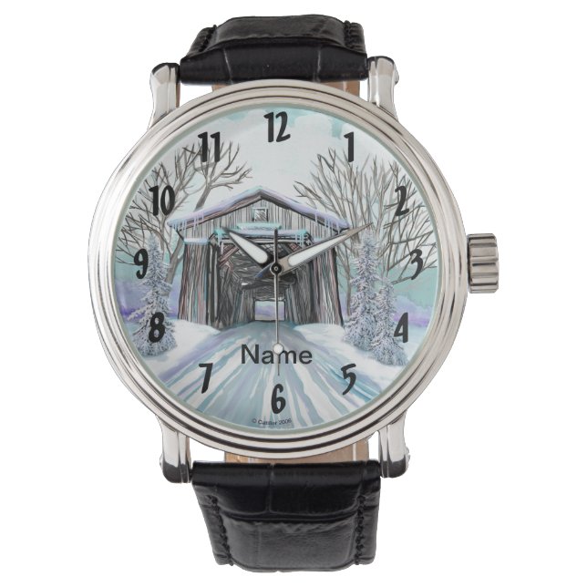 Winter Covered Bridge Armbanduhr (Vorderseite)