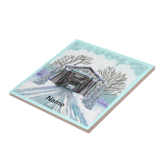 Winter Covered Bridge Fliese (Seite)