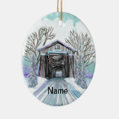 Winter Covered Bridge Keramik Ornament (Rechts)