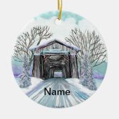 Winter Covered Bridge Keramik Ornament (Vorne)