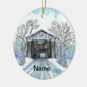 Winter Covered Bridge Keramik Ornament (Links)