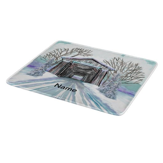 Winter Covered Bridge Schneidebrett (Ecke)