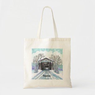 Winter Covered Bridge Tote Bag Tragetasche