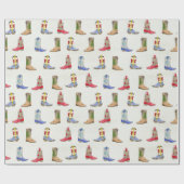 Winter Cowboy Boots Wrapping Paper Geschenkpapier (Flach)