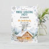 Winter cozy cabin party invitation einladung (Stehend Vorderseite)