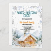 Winter cozy cabin party invitation einladung (Vorne/Hinten)