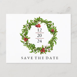 Winter Cranberry Save the Date Ankündigungspostkarte