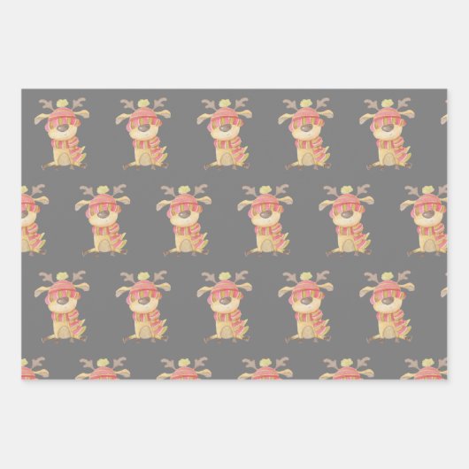 Winter Critters Trio Holiday Geschenkpapier Set (Vorderseite 2)