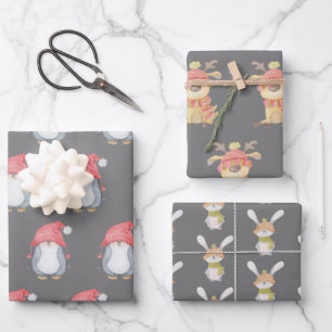 Winter Critters Trio Holiday Geschenkpapier Set