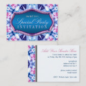 Winter Crystal Blue+Pink Mini Einladungen (Vorne/Hinten)