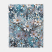 Winter Crystal Frost Sakura Blossom Fleecedecke (Vorderseite)