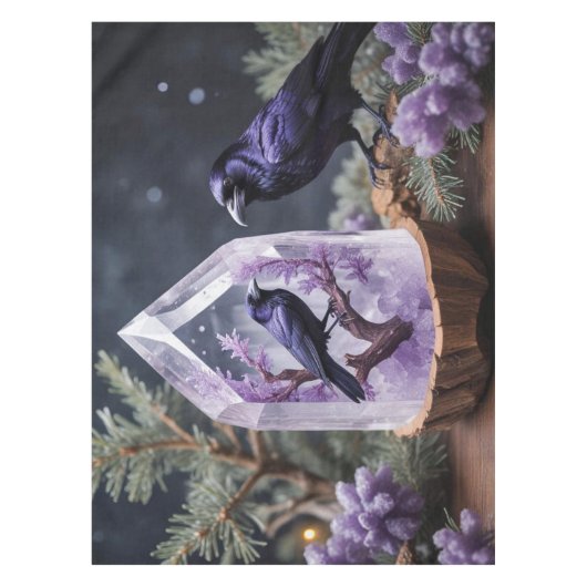 Winter Crystal Snowing Blackbirds Ravens Tischdecke (Vorderseite)
