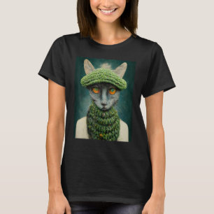 Winter Cute Cat Wearing knitted Hat Thanksgiving C T-Shirt