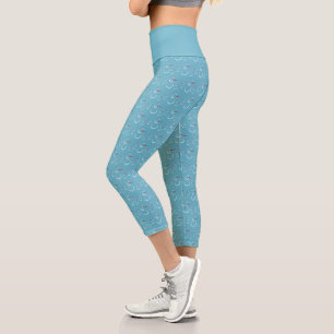 Winter Cyan Niedlich Snowman Family Pattern Capri Leggings