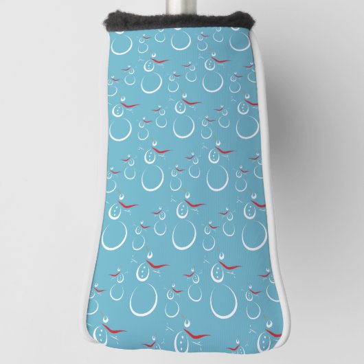 Winter Cyan Niedlich Snowman Family Pattern Golf Headcover (Rotieren 90)