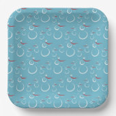 Winter Cyan Niedlich Snowman Family Pattern Pappteller (Vorderseite)