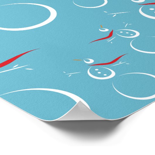 Winter Cyan Niedlich Snowman Family Pattern Poster (Ecke)