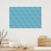 Winter Cyan Niedlich Snowman Family Pattern Poster (Küche)