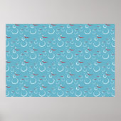 Winter Cyan Niedlich Snowman Family Pattern Poster (Vorne)