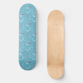 Winter Cyan Niedlich Snowman Family Pattern Skateboard (Vorderseite)