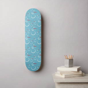 Winter Cyan Niedlich Snowman Family Pattern Skateboard