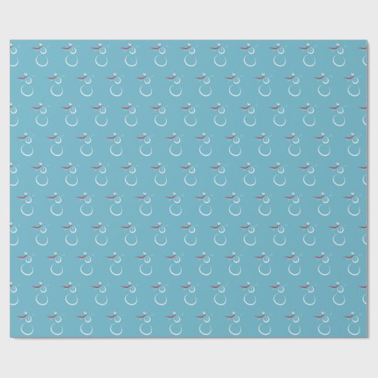 Winter Cyan Niedlich Snowman Pattern Geschenkpapier (Flach)