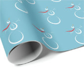 Winter Cyan Niedlich Snowman Pattern Geschenkpapier (Rolleneckpunkt)