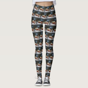 Winter Dachshund-Wohnwagen-Weihnachtsabenteuer Leggings