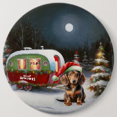 Winter Dackel Caravan Weihnachtsabenteuer Button (Vorderseite)