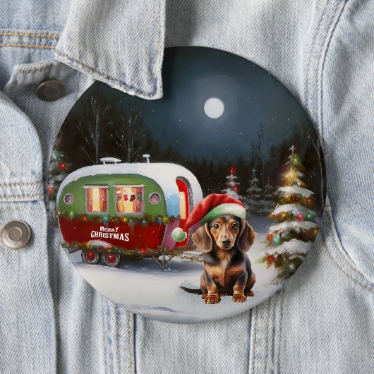Winter Dackel Caravan Weihnachtsabenteuer Button (Beispiel)