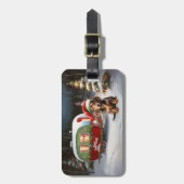 Winter Dackel Caravan Weihnachtsabenteuer Gepäckanhänger (Vorderseite vertikal)