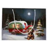 Winter Dackel Caravan Weihnachtsabenteuer Große Geschenktüte (Rückseite)