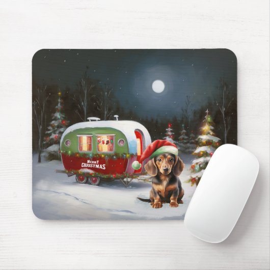 Winter Dackel Caravan Weihnachtsabenteuer Mousepad (Mit Mouse)
