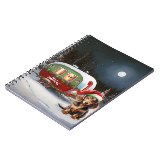 Winter Dackel Caravan Weihnachtsabenteuer Notizblock (Linke Seite)
