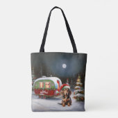 Winter Dackel Caravan Weihnachtsabenteuer Tasche (Rückseite)