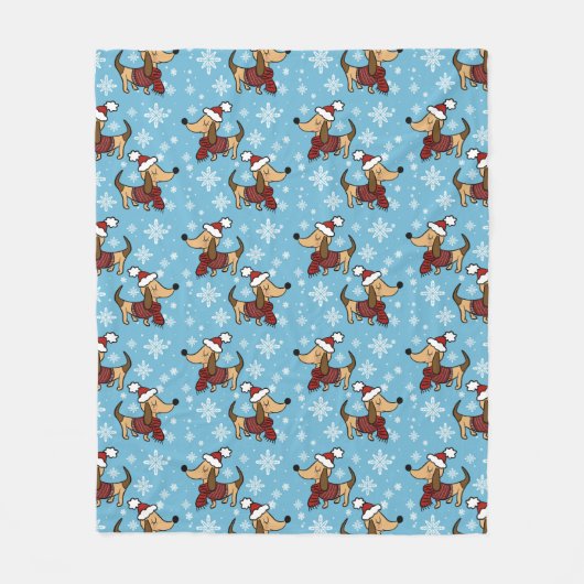 Winter Dackel Hund Fleece Blanket (Vorderseite)