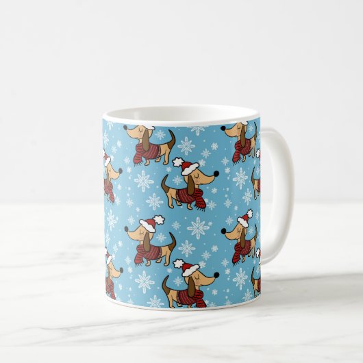 Winter Dackel Hund Tasse (VorderseiteRechts)