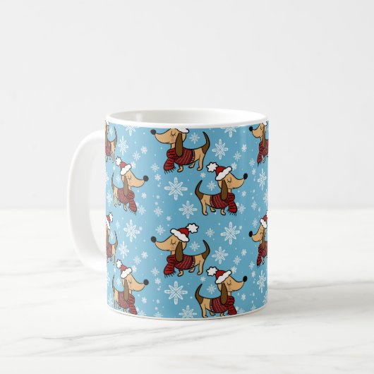 Winter Dackel Hund Tasse (Vorderseite Links)