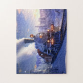 Winter Dampfzug Lokomotive Weihnachtspuzzle Puzzle (Vertikal)
