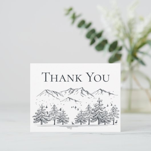 Winter Danke Mountains Hochzeitssommer Brautparty Postkarte (Stehend Vorderseite)