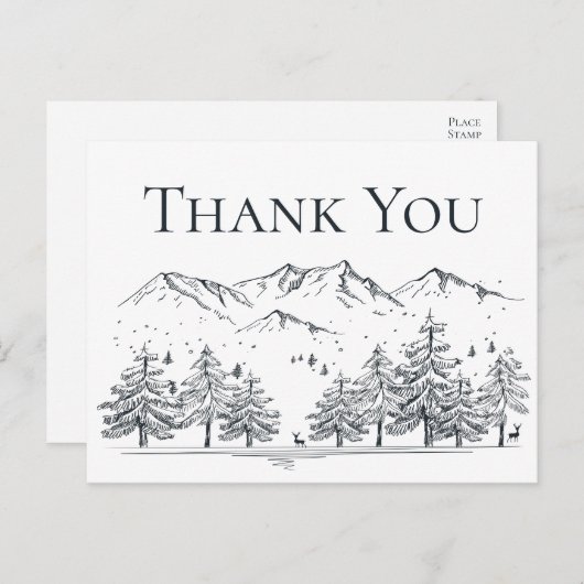 Winter Danke Mountains Hochzeitssommer Brautparty Postkarte (Vorne/Hinten)