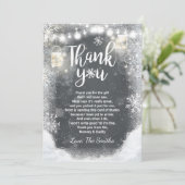 Winter danken Ihnen, rustikale Babyparty Dankeskarte (Stehend Vorderseite)