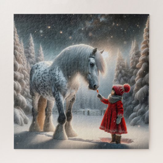 Winter Dapple Gray Pferd Puzzle (Horizontal)