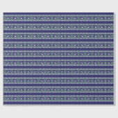 Winter Dark Blue und Green Christmas Fair Isle Geschenkpapier (Flach)