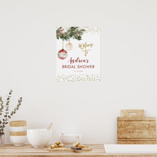 Winter Deck Brautparty Begrüßungszeichen Poster (Küche)