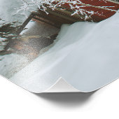 Winter Deep Snow Red House im Wald Fotodruck (Ecke)